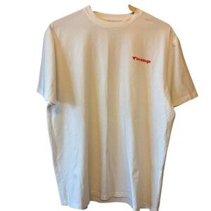 Bird Dog Athletic White T-Shirt with Red & Blue Hummingbird Logo on back Sz XL